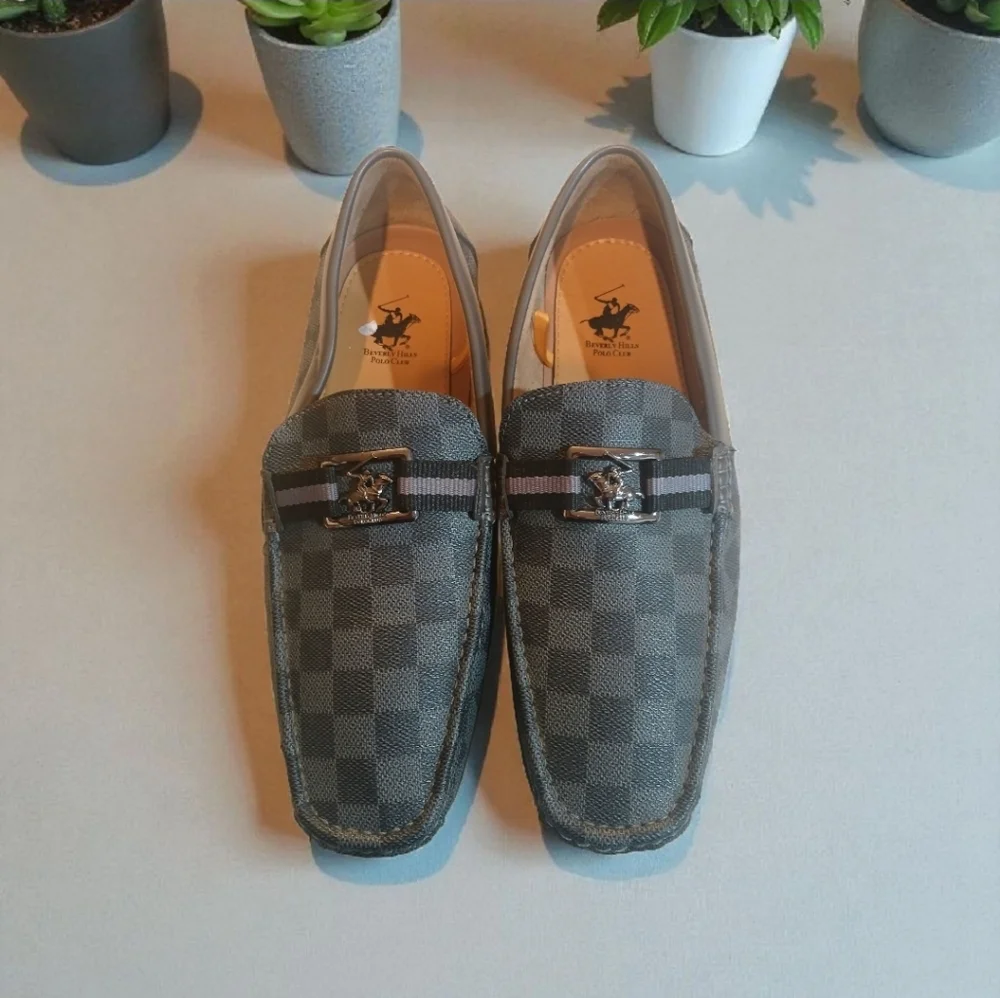 Beverly Hills Polo Club Men's Grey/Black Loafers With Buckle Size 13